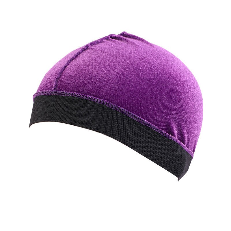 Unisex Velvet Wave Caps Satin Breathable Turban Hat Men Hip Hop Durags 1pcs: Purple