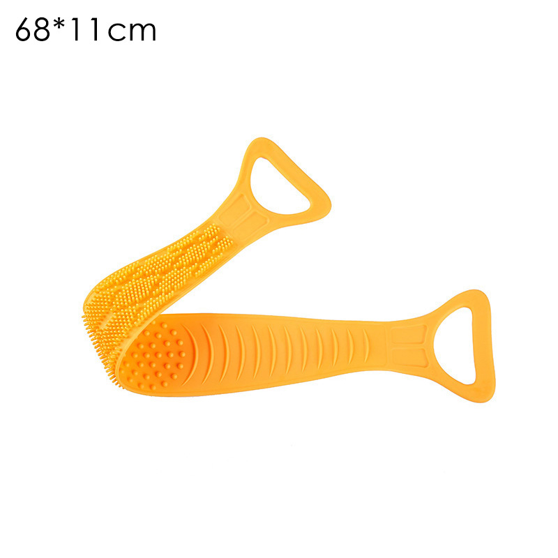 Magic Silicone Brushes Bath Towels Rubbing Back Mud Peeling Body Massage Shower Extended Scrubber Skin Clean Shower for Bathroom: orange large