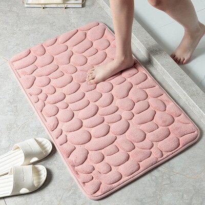 Geplaveide Reliëf Badkamer Badmat Antislip Tapijten In Wastafel Bad Side Vloerkleed Douche Deurmat Geheugen foam Pad: pink