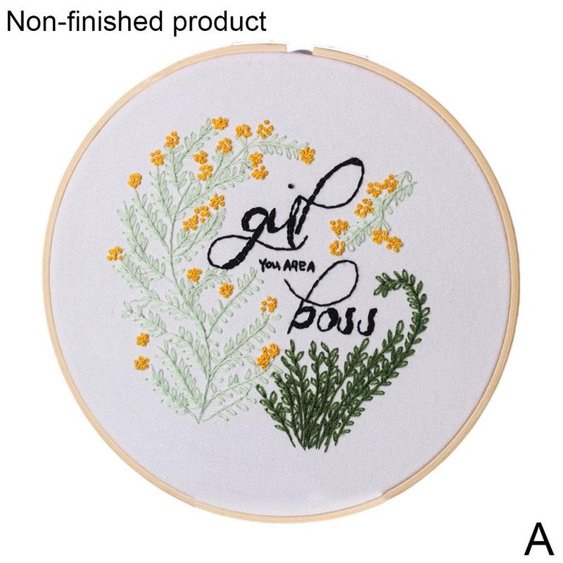 3D DIY Embroidery Materials Package Plant Heart Handcraft Embroidery Kits For Beginners Embroidery Frame Sewing Set J1P6: A