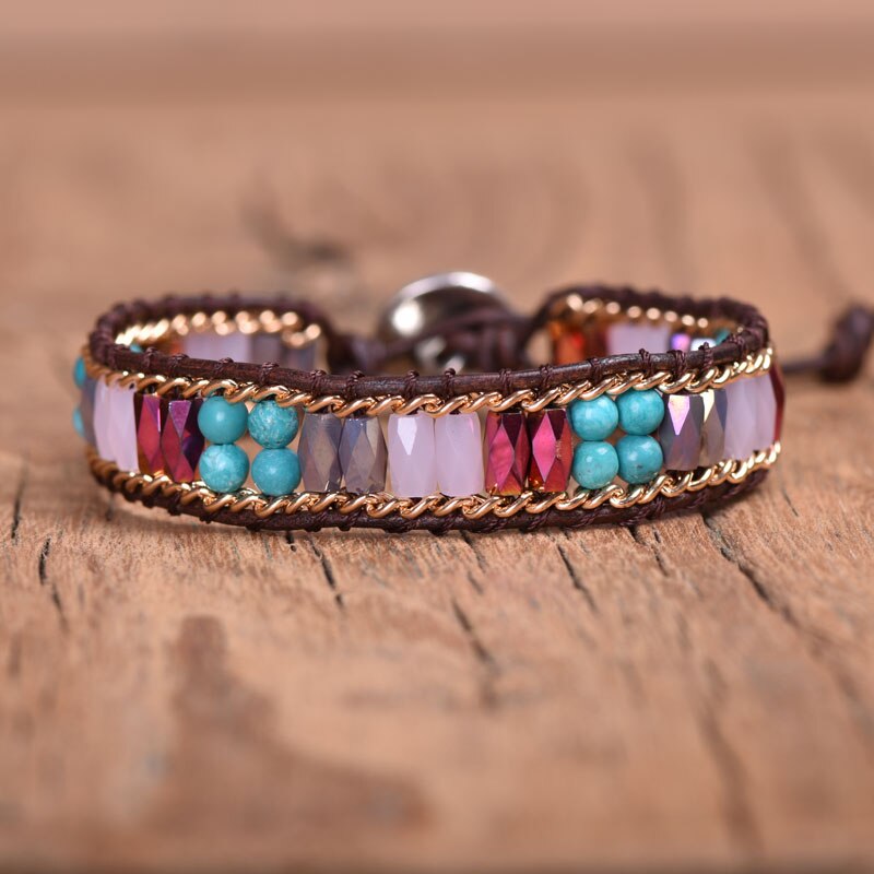 Handgemaakte Mix Kleur Kristal Kralen Weave Armband Voor Vrouw