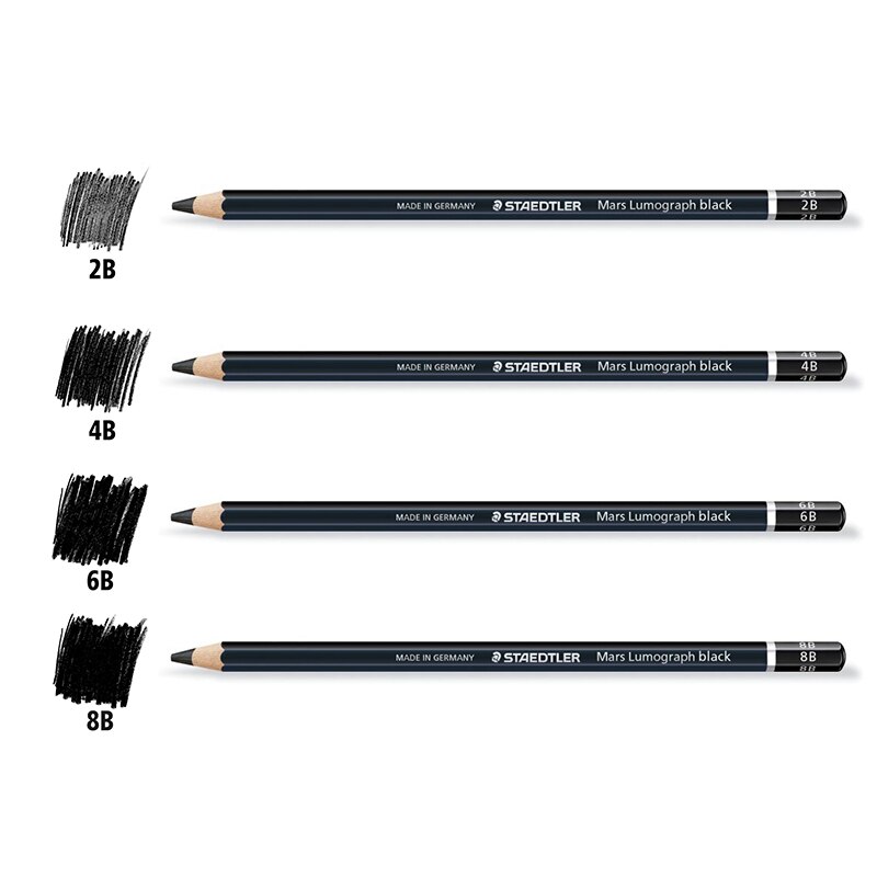 1 pc staedtler ergosoft farveblyant sort tønde staedtler mars lumograph tegning skitse blyanter 2b 4b 6b 8b 4 grader