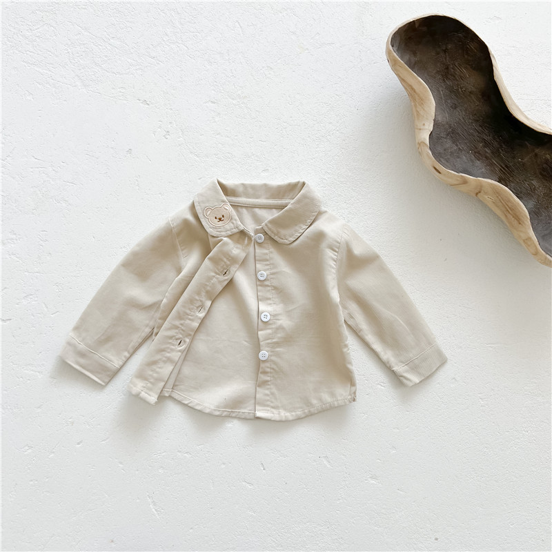 Milancel Baby Boy Kleding Lange Mouw Peuter Blouse Geborduurde Beer Meisjes Tops Baby Uitloper: beige / 24M