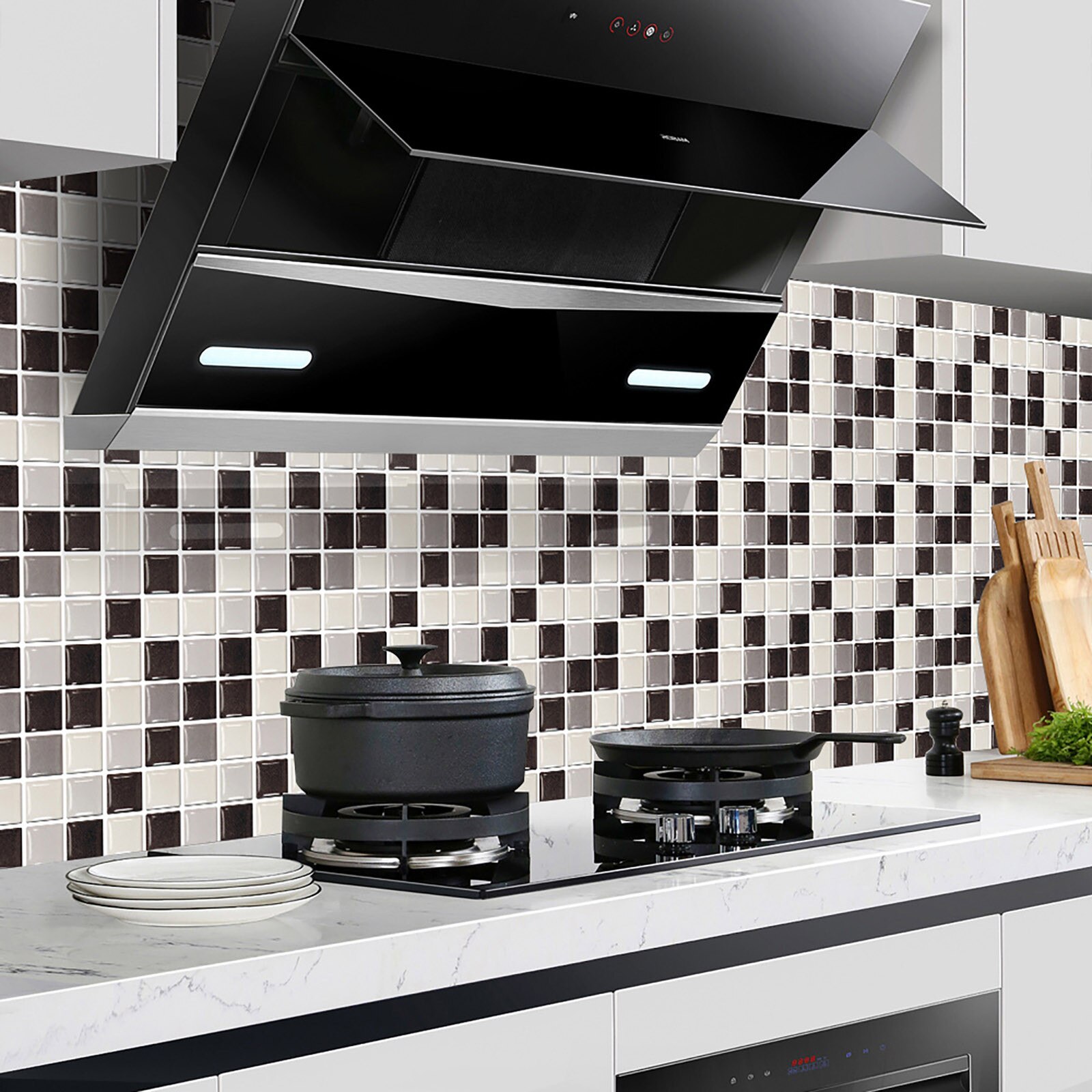 Pegatina de azulejo 3d para cocina, Adhesivo de pared contra salpicaduras, azulejos de mosaico autoadhesivos para baño, impermeable, bricolaje, decoración moderna para el hogar, 10 Uds., J20