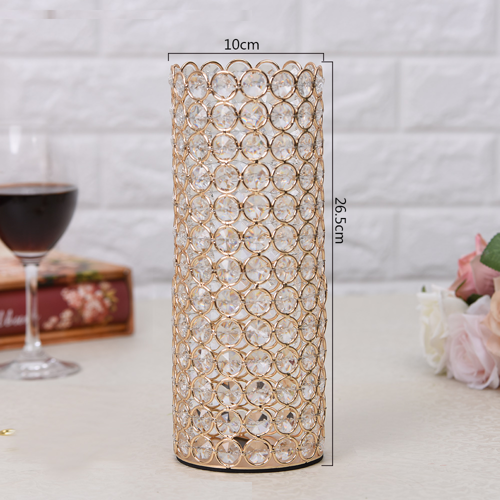 VINGIANT Crystal Cylinder Flower Vases Candle Holders for Home Wedding Table Centerpieces Halloween Decoration Handmade