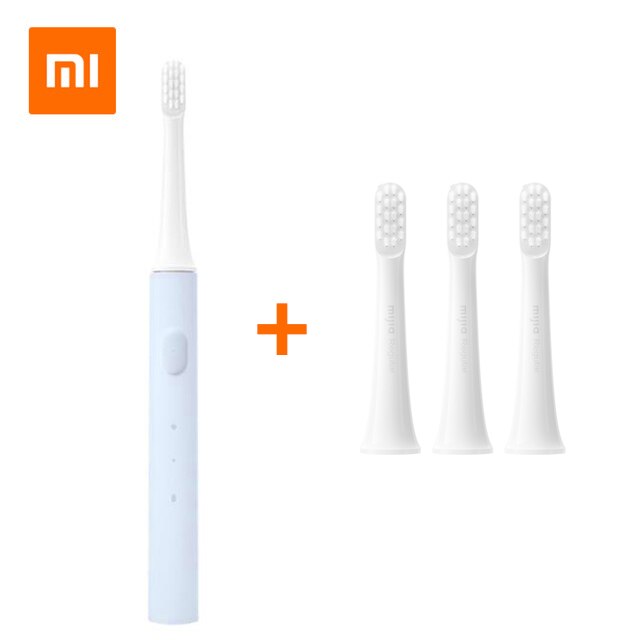 Xiaomi Mijia T100 Sonic Electric Toothbrush Cordless USB Rechargeable Waterproof Ultrasonic Automatic Tooth Brush for Adult: Blue Add 3 Brush