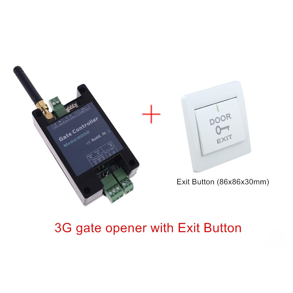 Automatic G202 GSM 3G Gate Opener for swing gate opener Receiver Free Call Remote Relay Switch for Light/Lamp/LED Timer Switch: 2G with exit button