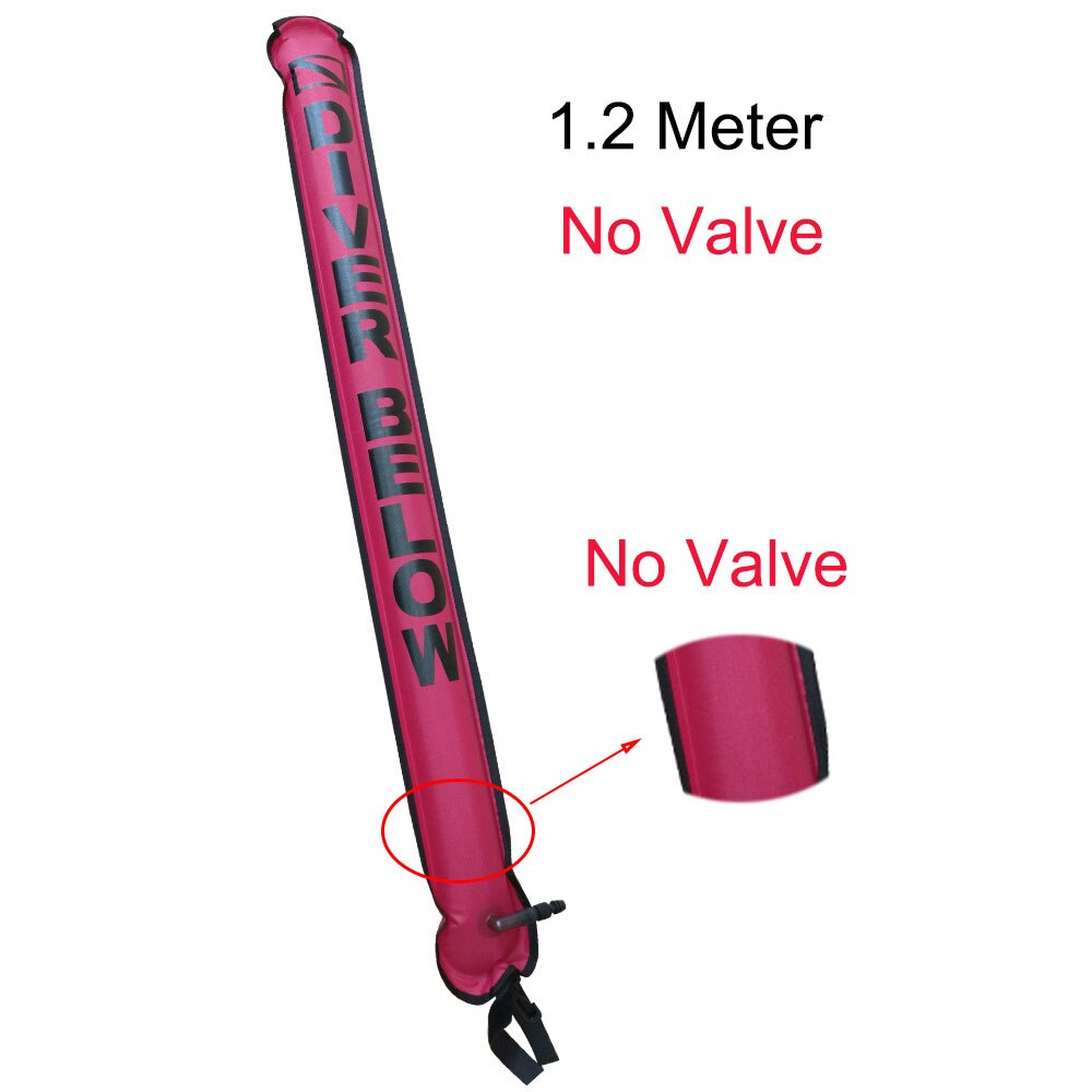 1.1M-1.8M Closed-End Scuba Diving Surface Marker Buoy SMB Drift Diving Ascending Signal Tube Safety Sausage for Wreck Snorkeling: 1.2M Pink No Valve