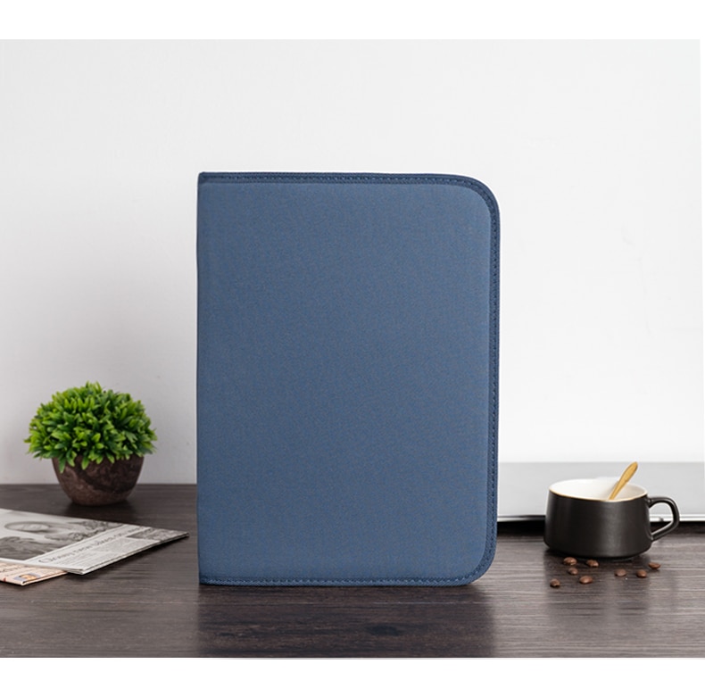 Carpeta de documentos de tela tamaño A4, carpeta de tela con cremallera, barata, carpeta de lona, carpeta de resumen única, carpeta de cubierta azul