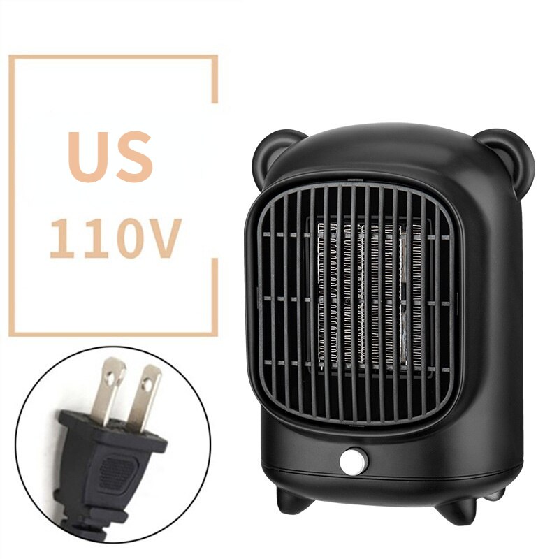 Wind Heizung Mini Erwärmung Fan Tragbare Haushalt Schlafzimmer 110V 220V 500W Überhitzung Schutz Elektrische Desktop Schnelle Luft heizung Fan: US 110V BLACK