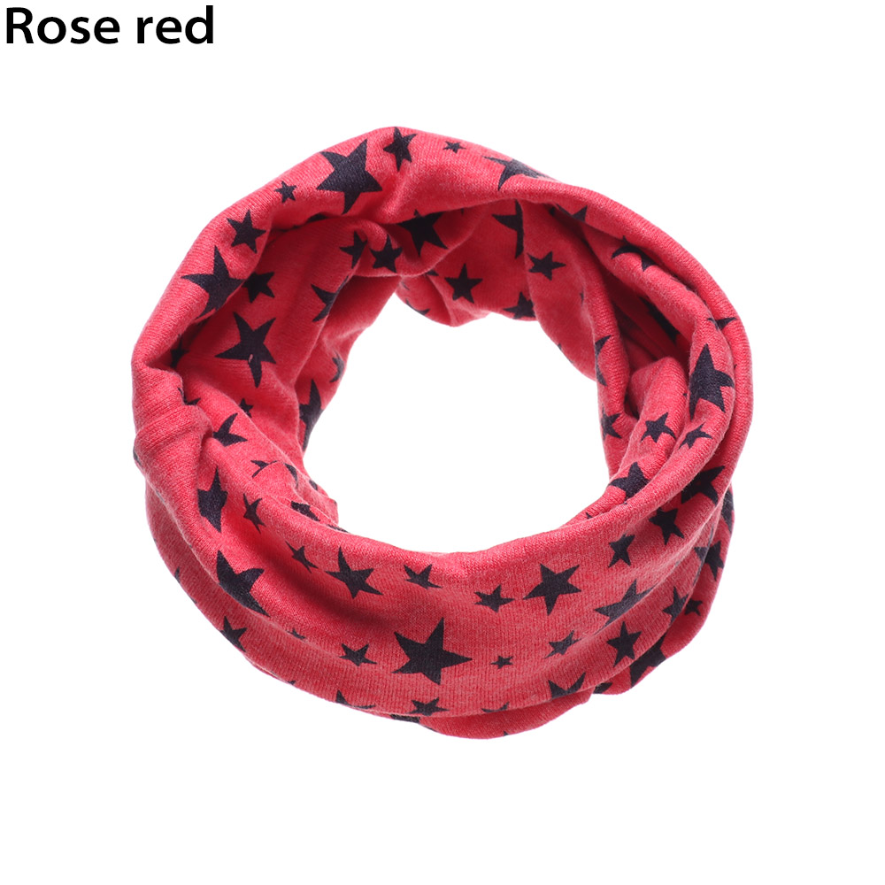 Børn unisex varmt bomuld tørklæde stjerner trykt snood udendørs hals varmere vindtæt lang krave tørklæder 9 farver: Rosenrød