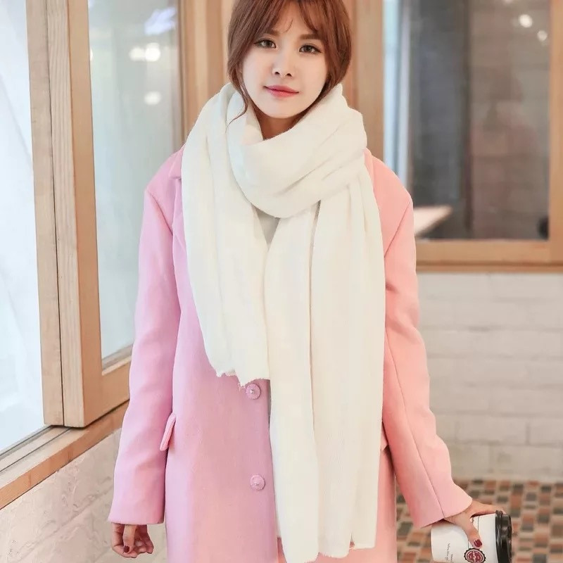 Mode Winter Vrouwen Kasjmier Sjaal Effen Knit Pashmina vrouwelijke foulard Sjaals Wraps dikke sjaals bufandas invierno mujer: 2