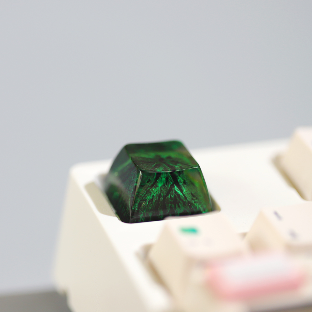 Teclas tridimensionales creativas personalizadas hechas a mano para interruptores Cherry MX, teclado mecánico, teclas de resina de montañas nevadas: Caqui