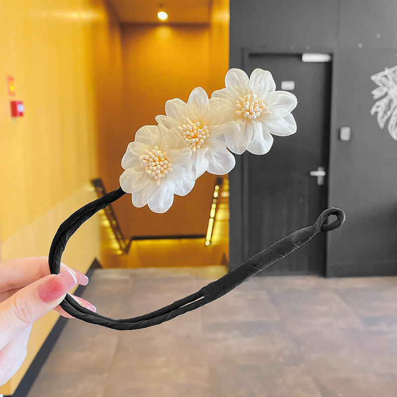 Bow Hairpin Weaving Artifact Shell Pearl Lazy Curler Retro DIY Hair Accessories Tool Hair Tie Artifact