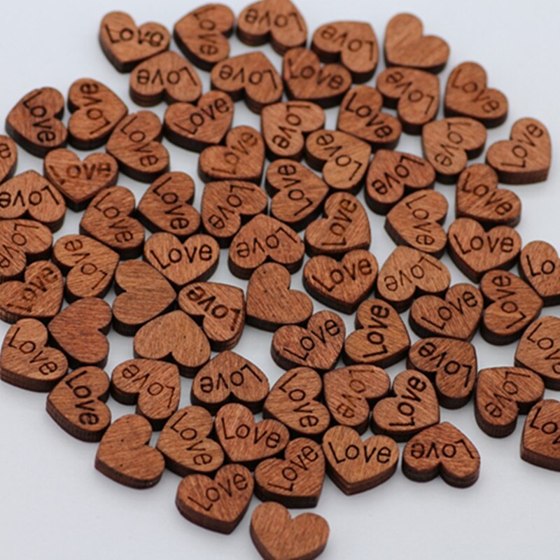 100 stuks houten knutselwerkjes in de vorm van een liefdeshart voor op een bruiloft, op een tafel, voor thuis, als decoratie voor een verjaardag, als bedankje voor een feestje of als plakboek 62071