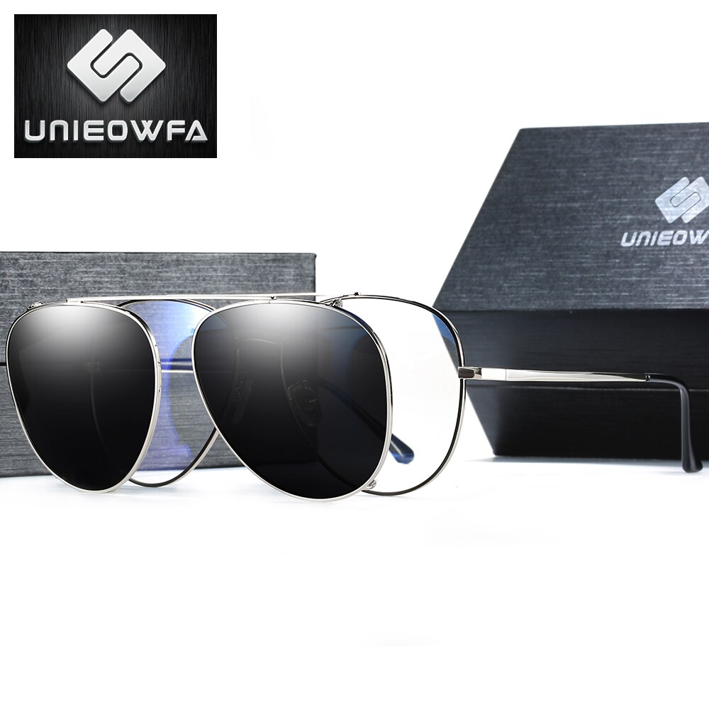 Gafas magnéticas de aviación para hombre, anteojos de sol con Clip de imán polarizado, con prescripción, montura óptica para Miopía