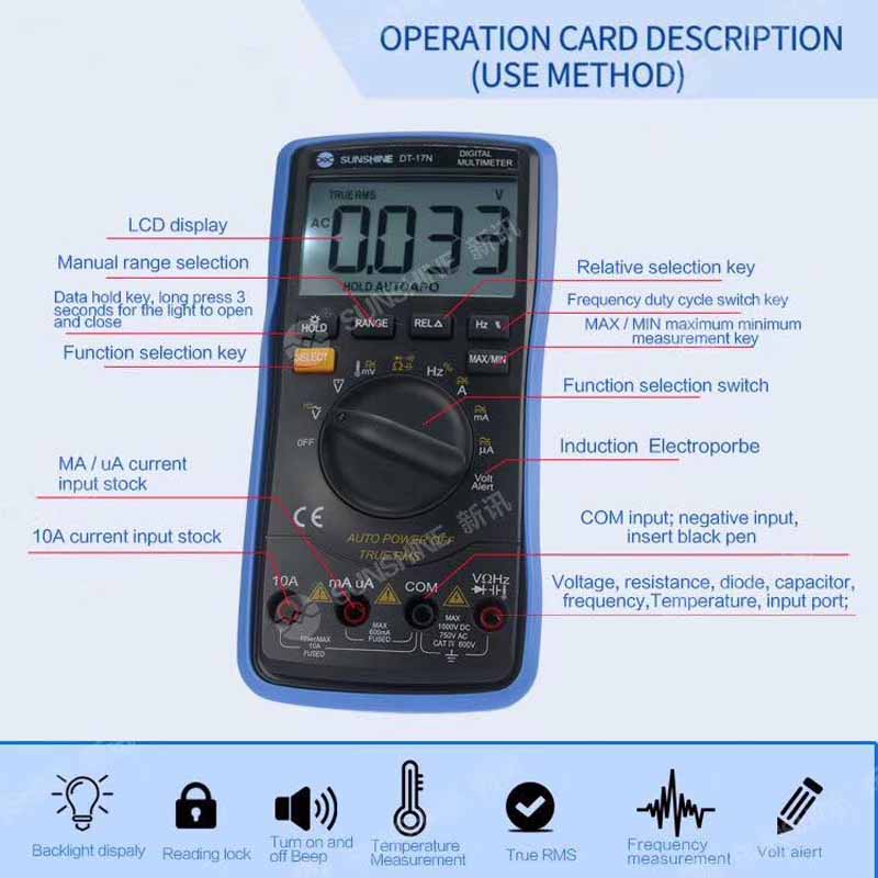DT-17N Auto Range lcd display Multimeter Digital Multimeter is 35/6 automatic digital instrument