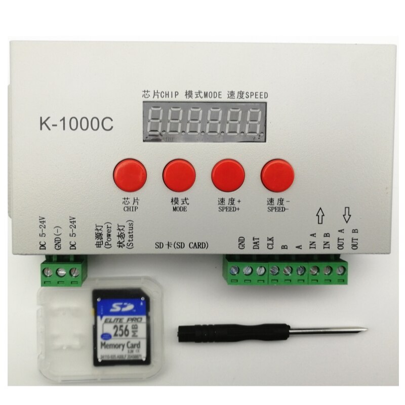 RGB LED controller K-1000C/T-1000S Sd-karte Pixel Controller, für WS2812B WS2801 WS2811 APA102 DC5 ~ 24V