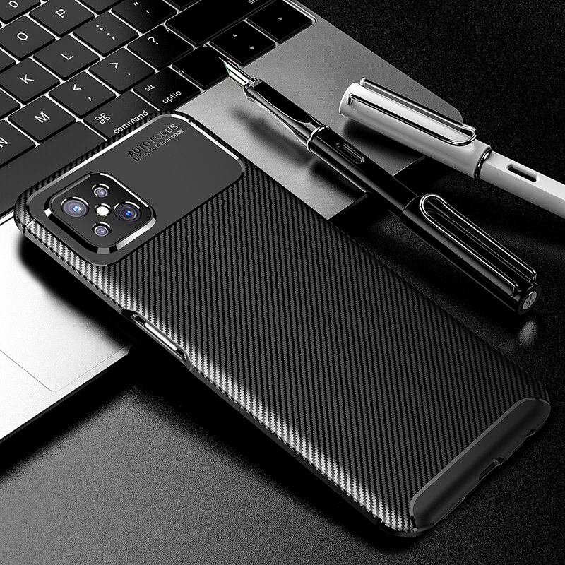 Fitted Case for OPPO Reno 4z 5G Case Shockproof Carbon Fiber Texture Soft TPU Silicone Bumper Case for OPPO Reno 4z 5G: Black