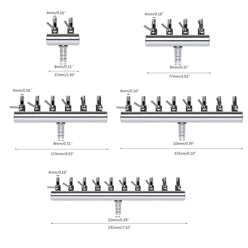 Aquarium Air Flow Splitter Fish Tank Air Control Valve Stainless Steel Aquarium Fish Tank Splitter Lever Control Valve