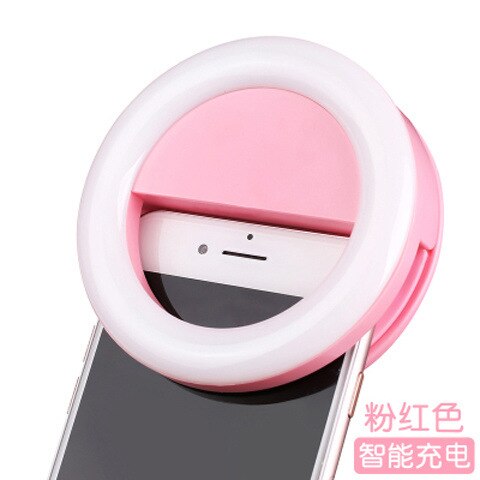 [Luz de relleno para cámara de teléfono móvil + soporte para teléfono móvil] producto útil Douyin carga Selfie en vivo embellecimiento de luz de relleno: Charging  Cherry Pink