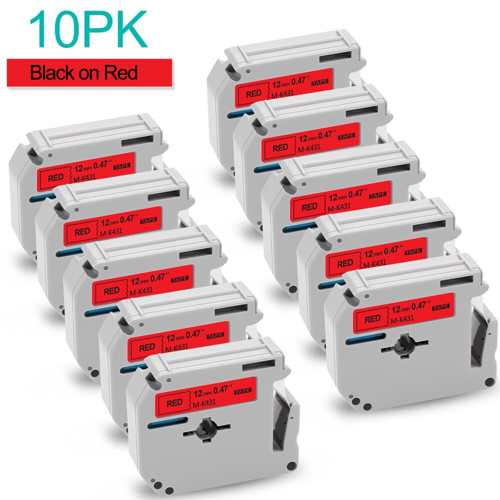 Absonic 10PK 12mm Label für Brother MK 231 Band mk-231 MK231 Schwarz auf Weiß Label Band für Brother P-touch Label Drucker PT-80: 10PK Black on Red / 12mm