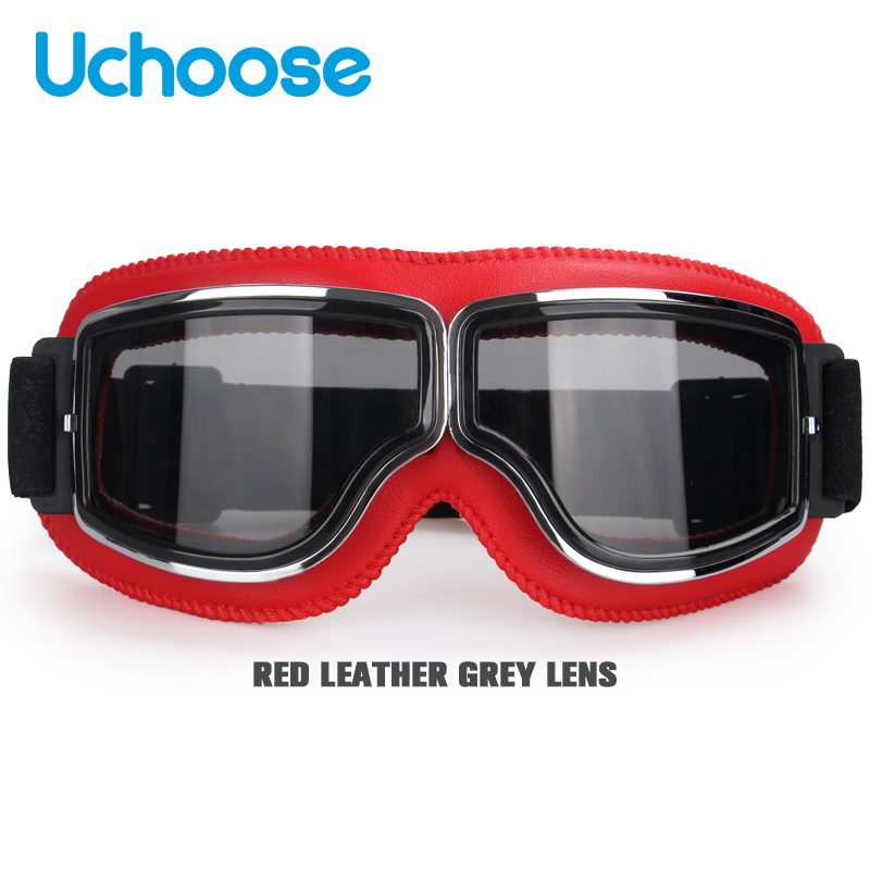 Winddichte motorhelmbril Leer Veiligheid Beschermend Antireflectie Motocross Cross-country Steampunk Glas Verschillende stijlen: Clear