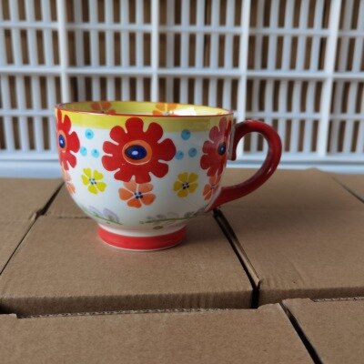 Bol à gruau, bol à céréales, bol à petit-déjeuner en relief, tasse à café en céramique peinte à la main, tasse à céréales populaire créative: C015