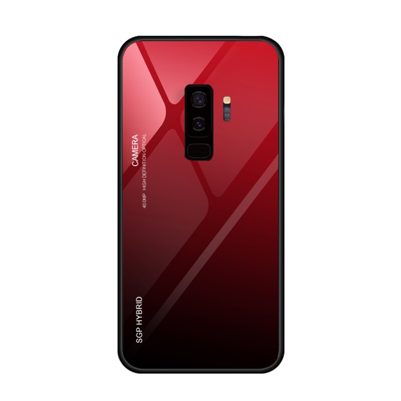 Gradiente Aurora S9 S8 plus Vetro Temperato Caso Della Parte Posteriore Per Samsung Galaxy S9 S8 S 9 Più S9plus S8plus Colorato di lusso Della Copertura Borsette: For S8 / red