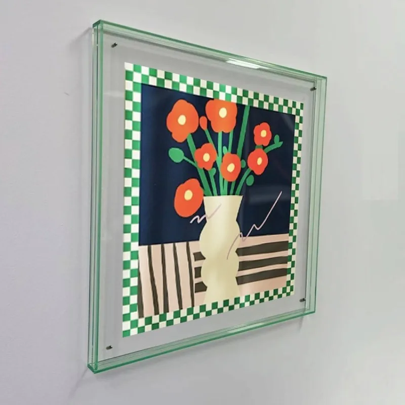 Transparent farverig akryl fotoramme gør-det-selv plakat maleri ramme entré soveværelse vægdekoration bakke opbevaring i stil
