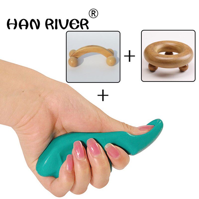3 stuks houten acupunctuur-massage-apparaat uitgerust met handmatige massage-instrumenten voor mensen, draagbaar multifunctioneel handmatig duimmassage-apparaat