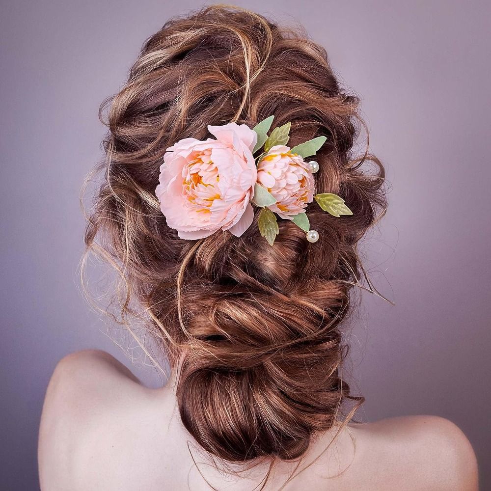 Alfinetes para Cabelo para Mulheres, Flor De Seda, Pérola Grampos De Cabelo, Noiva Capacete, Broche De Flores De Dama De Noiva, Festa De Casamento, Presilhas