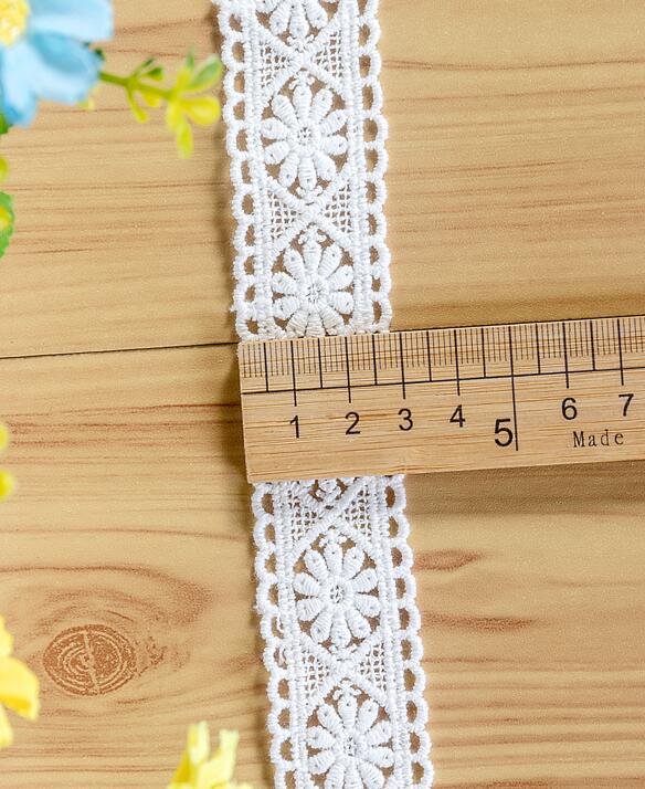 Renda floral bordado de algodão branco, 5 jardas/lote, pequena, fina flor x716: 2 2.8cm