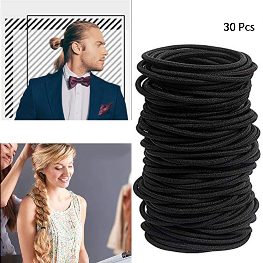 Zwarte Elastische Haarbanden 30 Pcs Haar Banden Voor Dikke En Krullend Geen Metalen Haar Artikelen Voor Mannen Vrouwen Haar accessoires Rubberen Band