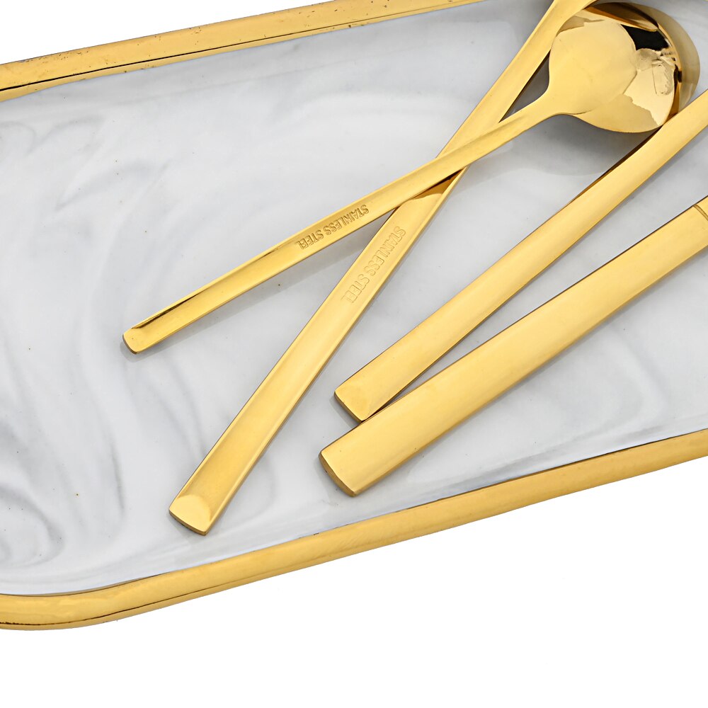 Zoseil – service de couverts en acier inoxydable, vert et or, fourchette à Dessert, cuillère à thé, vaisselle de table, service de cuisine