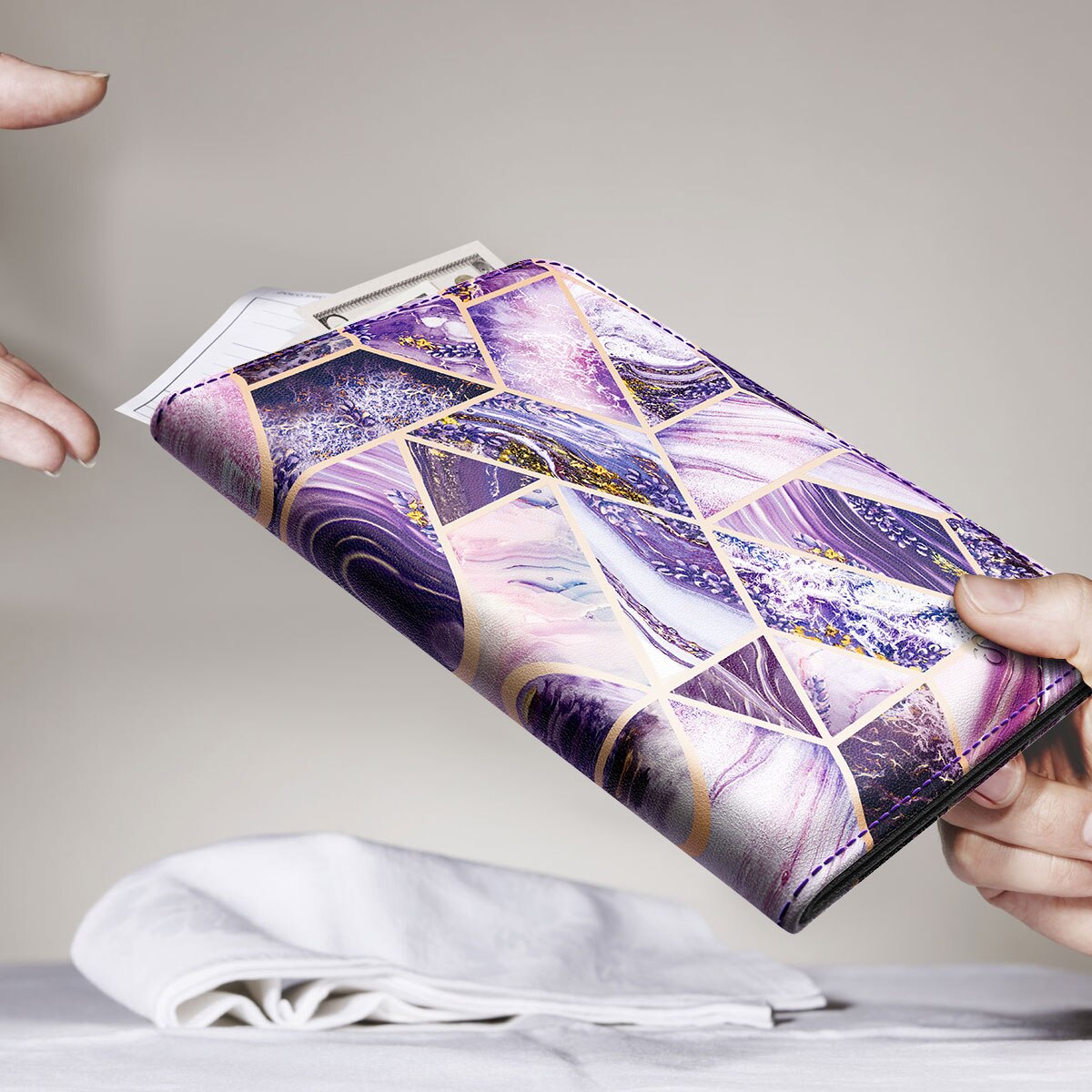 Server Book for Waitress Waiter Marble Pouch with Pen Holder check folder restaurant hotel coffee shop checkbook Pocket holder