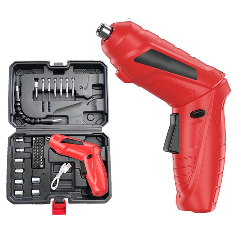 Vastar 47/16/3pcs/set Mini Electric Screwdriver USB 2-Speed Household Electric Screwdriver Drill for Door Assembly Power Tools: 47pcs red set