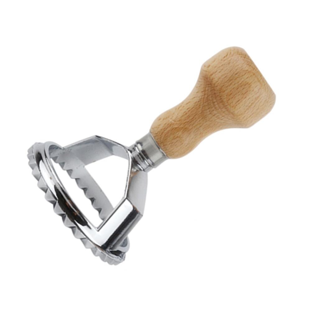 Klassisk runde og firkantede pasta cutter kage cookie værktøjer køkken pasta mold værktøj ravioli stempel cutter med strand træ håndtag: B
