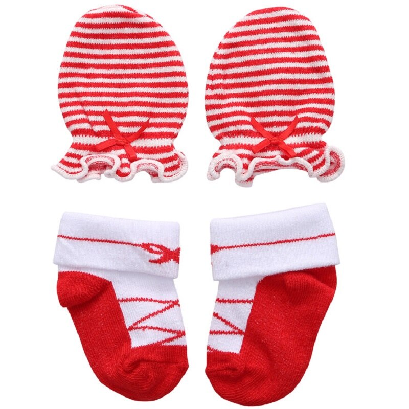 Baby Sokken Baby Sok En Mitten Set Baby Handschoenen En Sok Katoenen Sokken Voor Pasgeboren: red