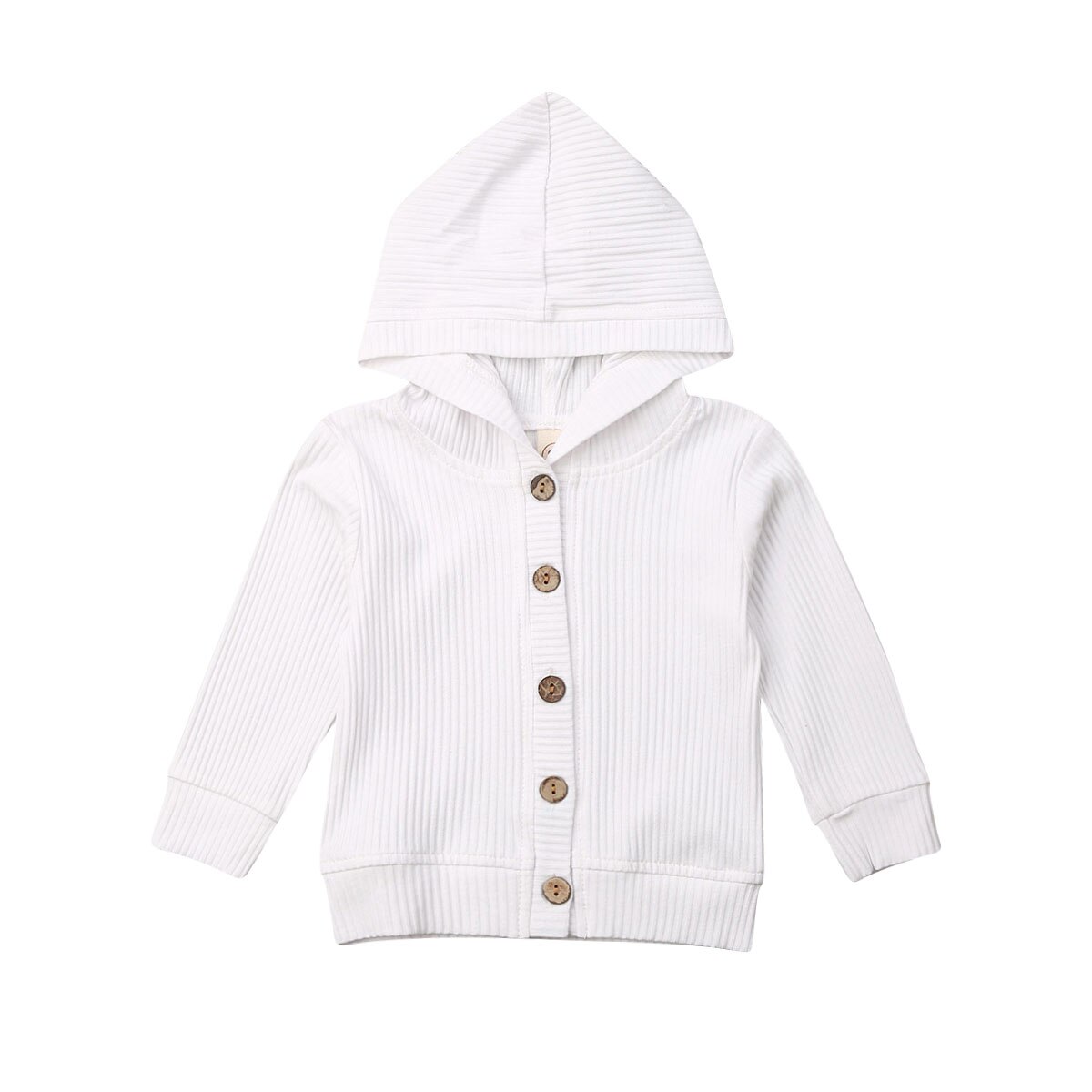 Inafnt Baby Meisje Jongen Gebreide Katoenen Jassen Knit Truien Vest Tops Warm Fall Kleding Solid Lange Mouwen Hooded Jassen 0-24M: WHITE / 6m