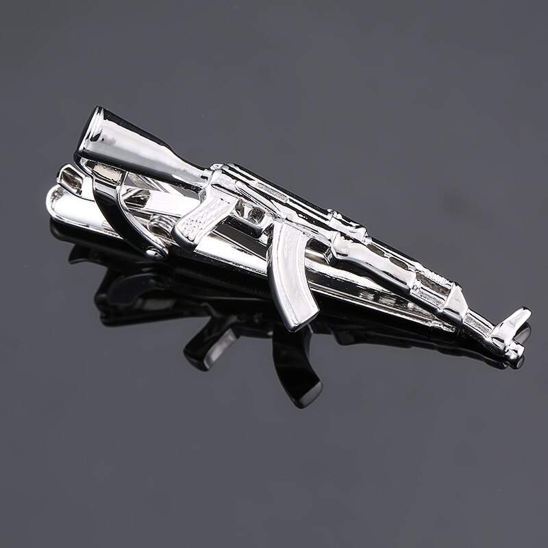 Pince à cravate - Nœud papillon - Métal - Argent - Guitare - Saxophone - Plume argent