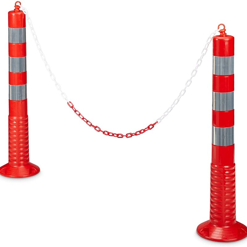 BMBY-Plastic 2M Warning Safety Protection Chain for Crowd Control, Traffic, Queuing Line, with 4 Buckles