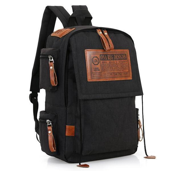 yesetn bag 101916 mens canvas backpack school student bag: black