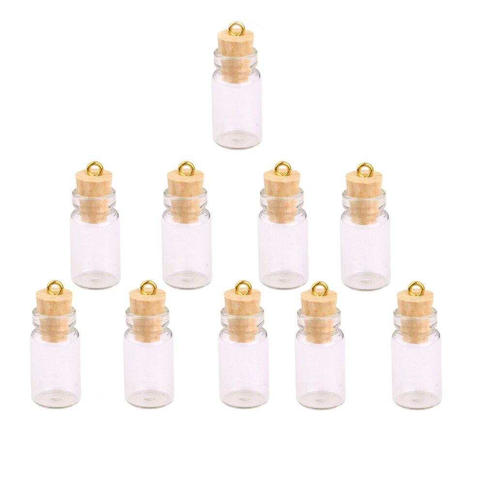 10Pcs Mini Empty Clear Glass Bottles Pendant with Caps Wish Glass Vial Jars Bottles DIY Pendant Charms