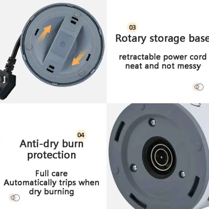 110V 220V 600W 0.8L Small Portable Household Kettle Heating Kettle Electric Kettle Separate Base 304 Stainless Steel Material