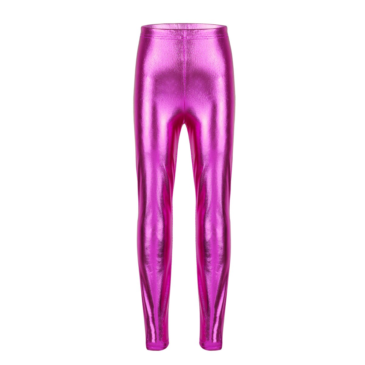 Kids Meisjes Leggings Broek Broek Shiny Metallic Skinny Dance Pant Optredens Kostuums Kinderen Dans Potlood Broek: Rose Red / 150