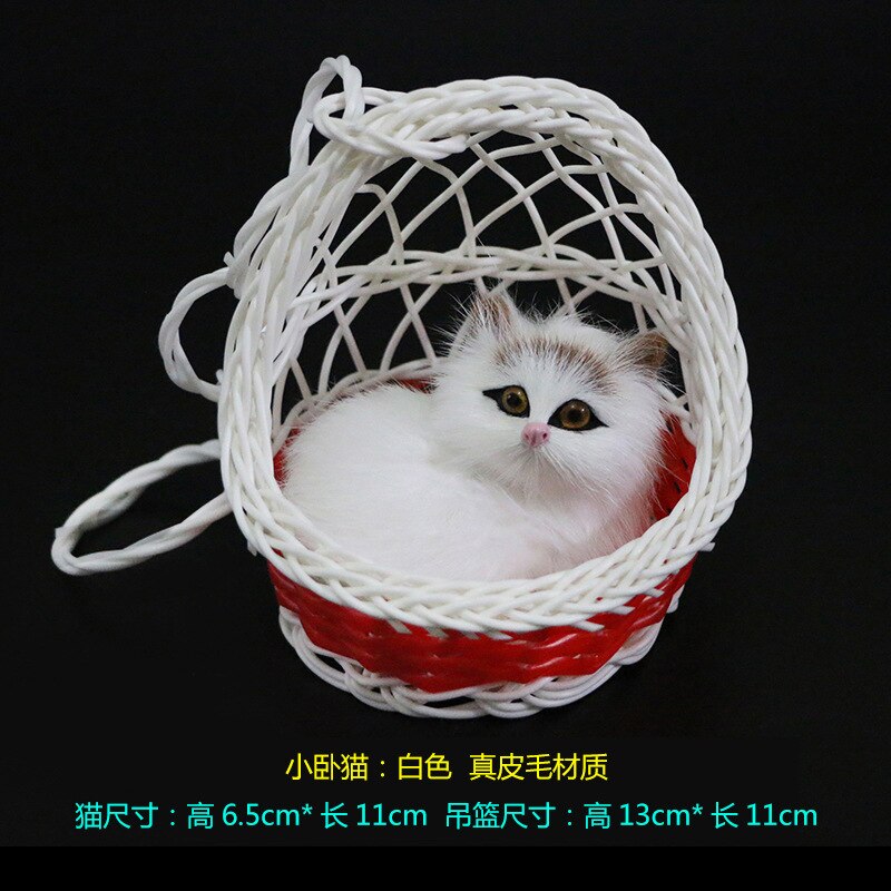 Cesta colgante con forma de gato de simulación, artesanía de juguete de felpa, juguetes blandos de para estudiantes y niños, decoración para de vacaciones, peluches de vocalización: 18 Vocalization
