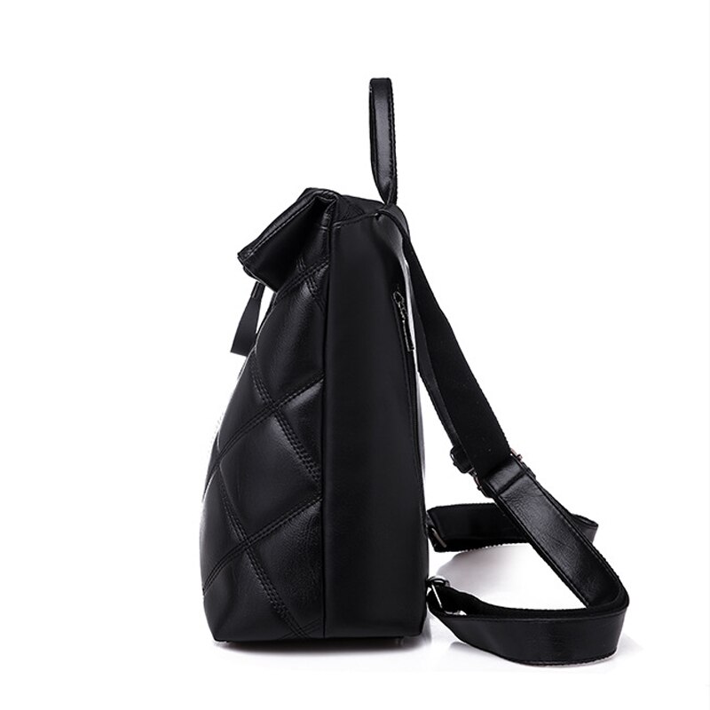 Multifunction Backpack Women Plaid Leather Backpack Lady Small Travel Backpack Bookbag for Girls Sac A Doc