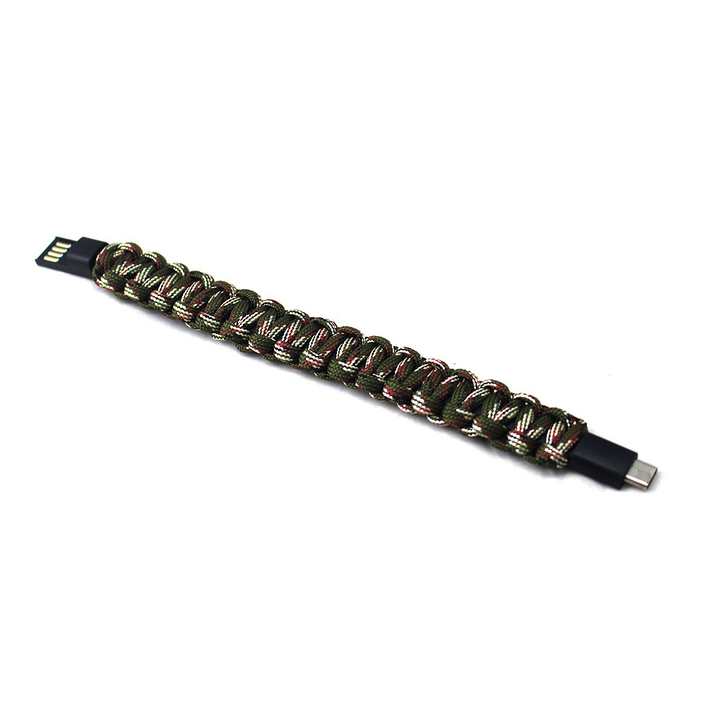 Telefon Geflochtene Armband Schnelle Portable Outdoor Draht Daten Kabel Wearable Wrist USB Lade Typ C Zubehör Für HUAWEI: Green Camouflage