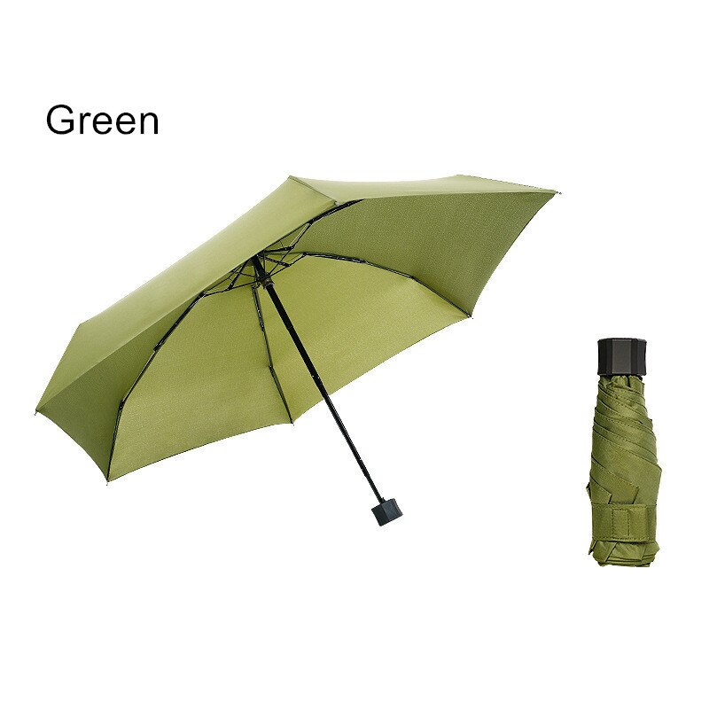 DMBRELLA Small Portable umbrella Men Mini Pocket 5 folding Umbrellas Rain Women Waterproof Travel Parasol Windproof Parasol: Green